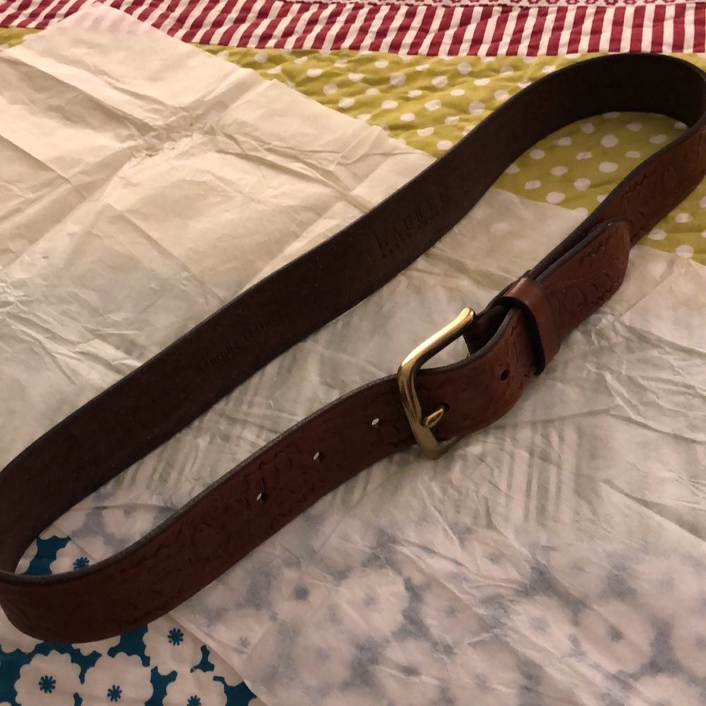 Lauren Ralph Lauren brown etched genuine leather belt in size S, 1” width - Picture 5 of 5